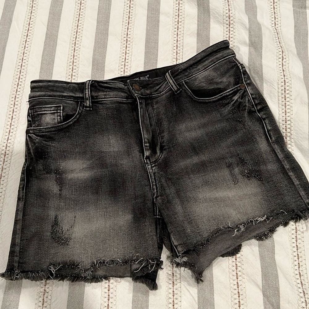 Judy Blue Weathered Black/ Grey Shorts with Distressing